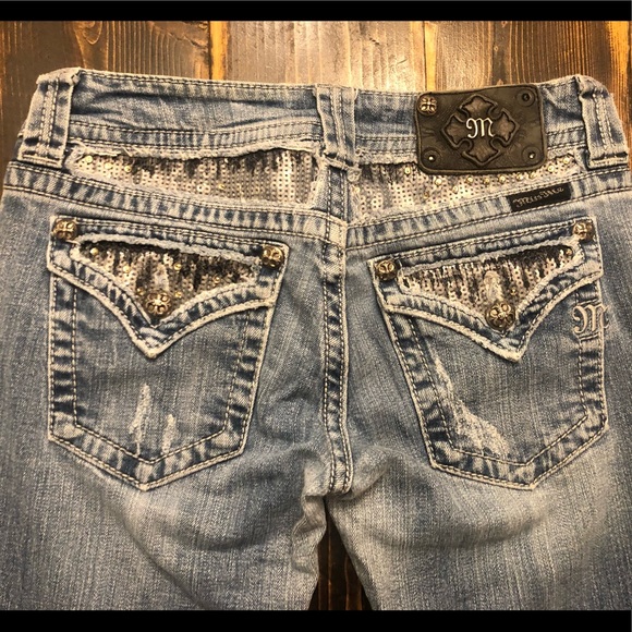 Miss Me JP5146B5 Blue Jeans Sequin Embellished Pockets SZ 27 Color:OK 28C - Picture 2 of 11